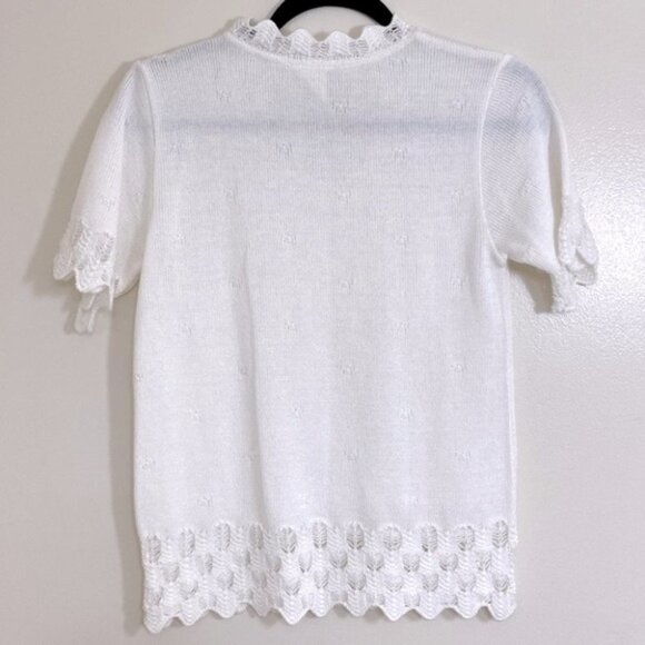 Vintage Avon White Short Sleeve Grandma Sweater XS - Picture 4 of 10
